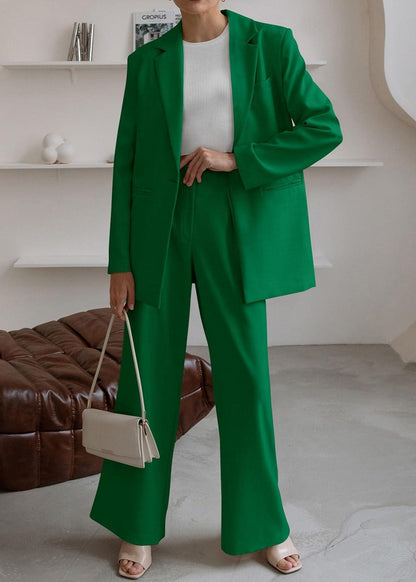 Sophisticated Working Woman Hunter Green Blazer & Pants Suit Set - ZyraLux