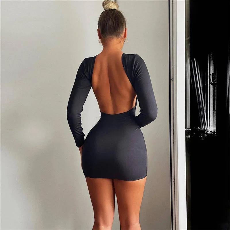 Long Sleeve Bodycon Mini Dress | Figure-Hugging | Elegant Party Wear - ZyraLux Kleding en accessoires