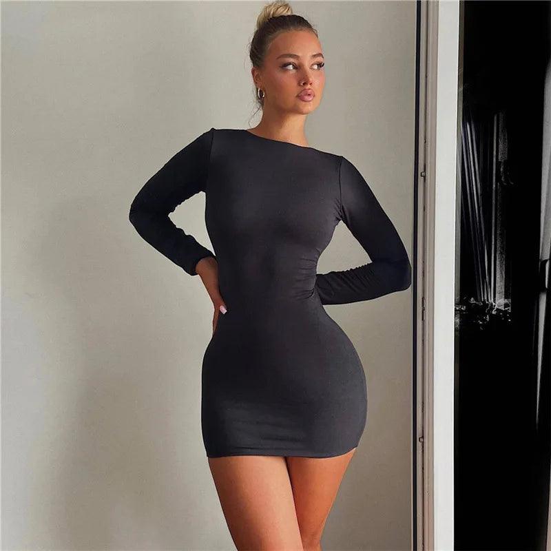 Long Sleeve Bodycon Mini Dress | Figure-Hugging | Elegant Party Wear - ZyraLux Kleding en accessoires