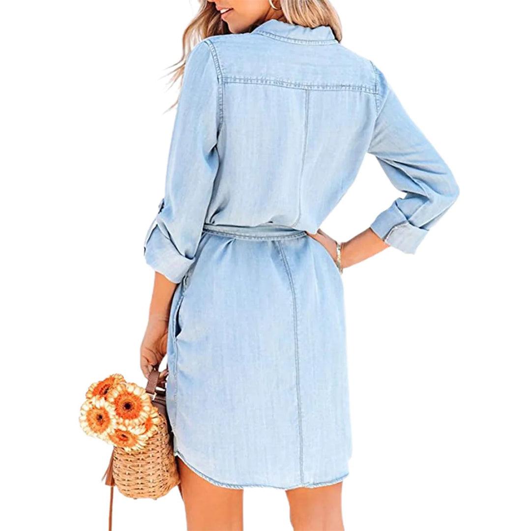 Casual Denim Shirt Dress | Everyday Wear | Cotton Blend | Multiple Colors - ZyraLux Kleding en accessoires