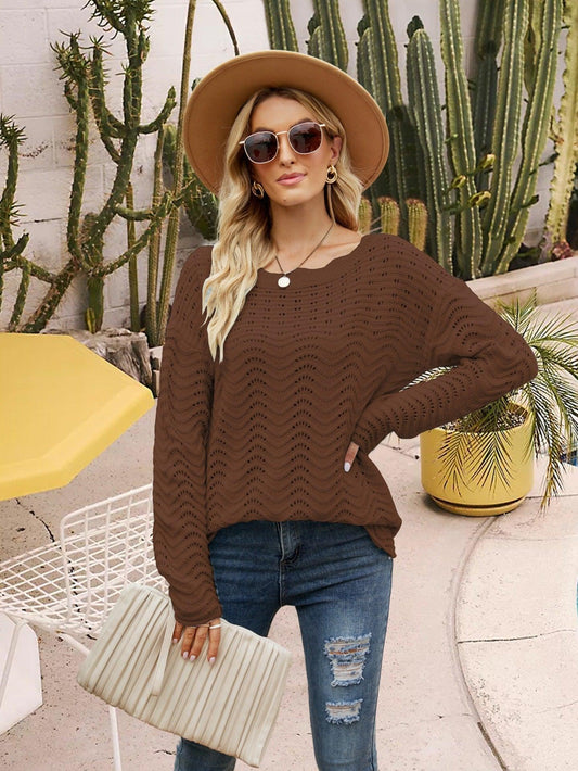 Sallie - lace long sleeve knitted sweater - ZyraLux