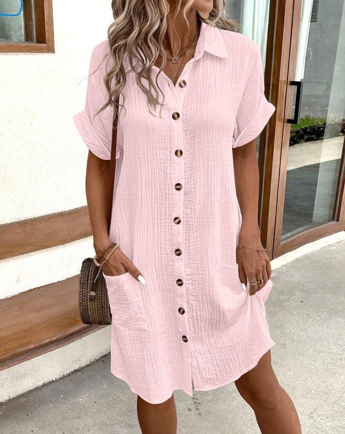 Nadia | Casual Button-Down Dress - ZyraLux Klänning