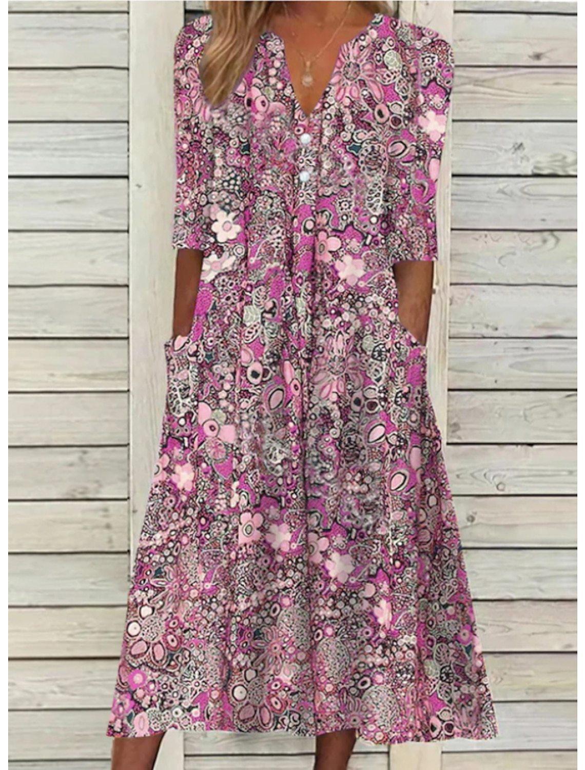 Boho Bloom Maxi Dress | Multicolor | Casual | Cotton Blend - ZyraLux Kleding en accessoires