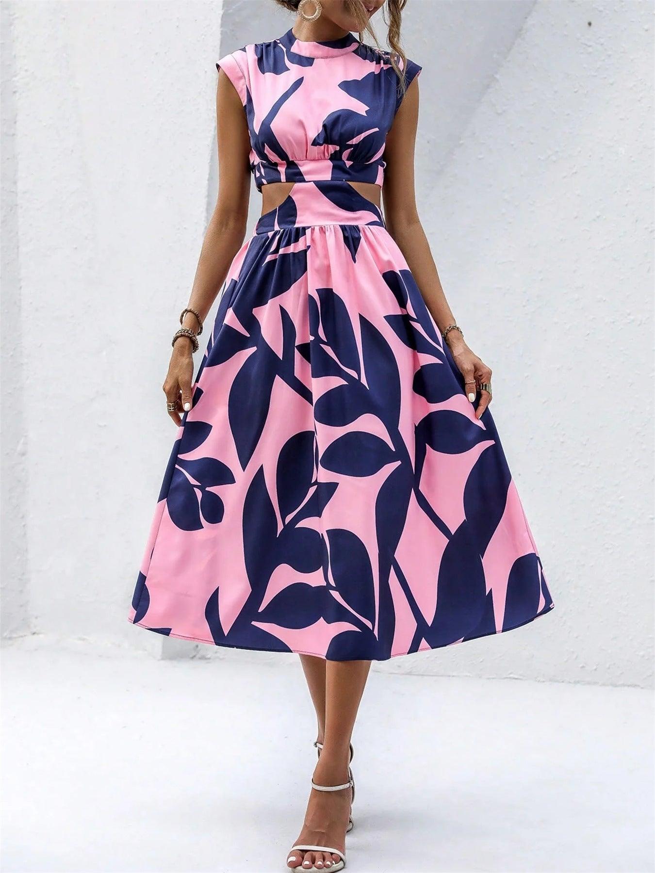 Maedel - printed sleeveless cutout midi dress - ZyraLux