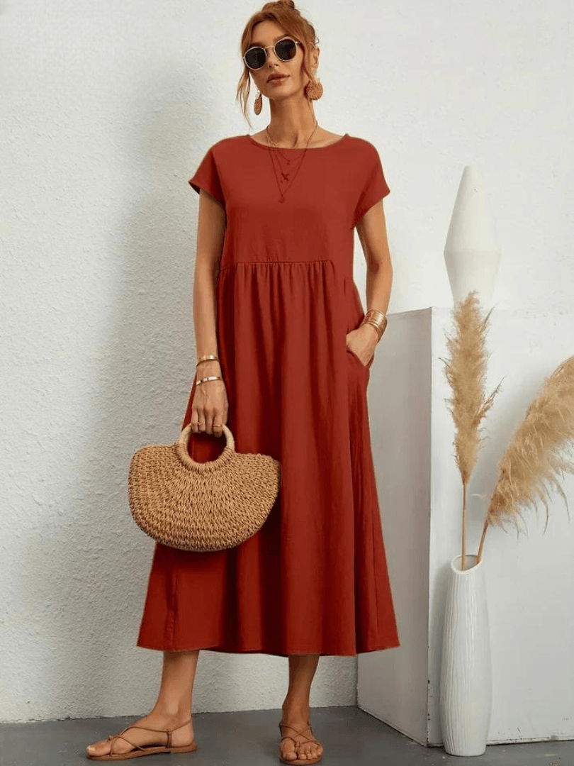 Evie | Cotton and Linen Dress - ZyraLux