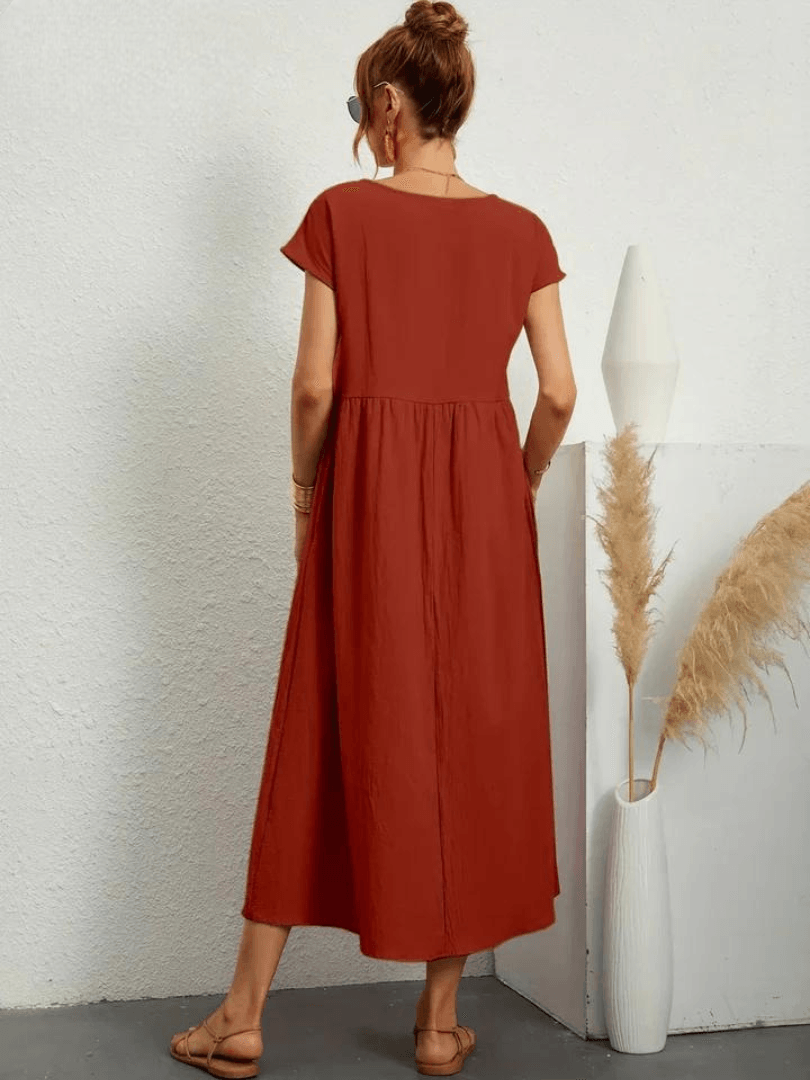 Evie | Cotton and Linen Dress - ZyraLux