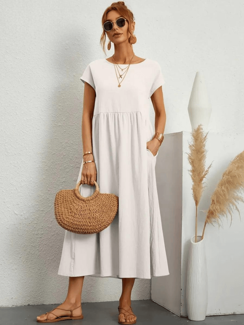 Evie | Cotton and Linen Dress - ZyraLux