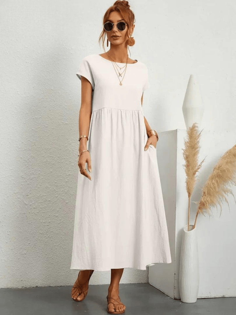 Evie | Cotton and Linen Dress - ZyraLux