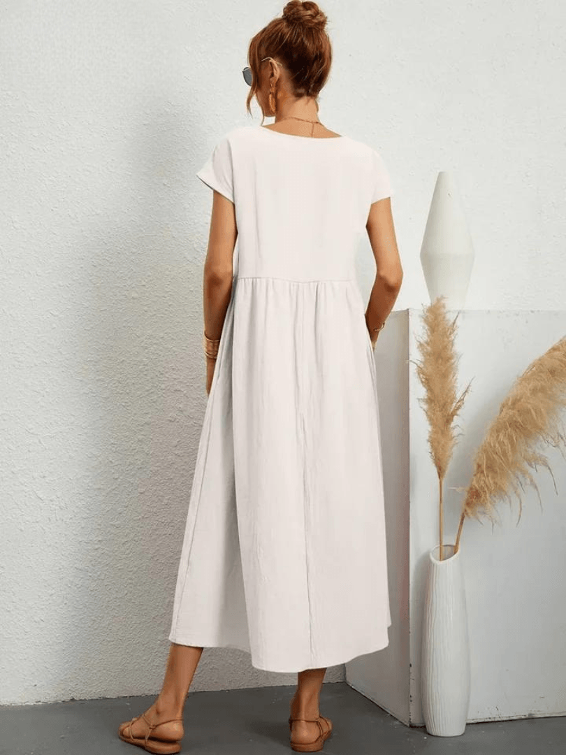 Evie | Cotton and Linen Dress - ZyraLux