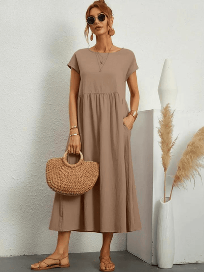 Evie | Cotton and Linen Dress - ZyraLux