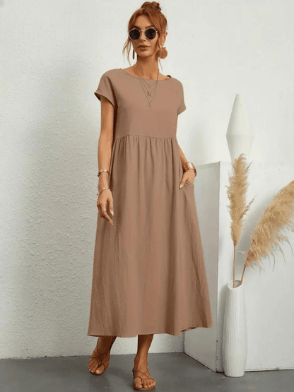 Evie | Cotton and Linen Dress - ZyraLux