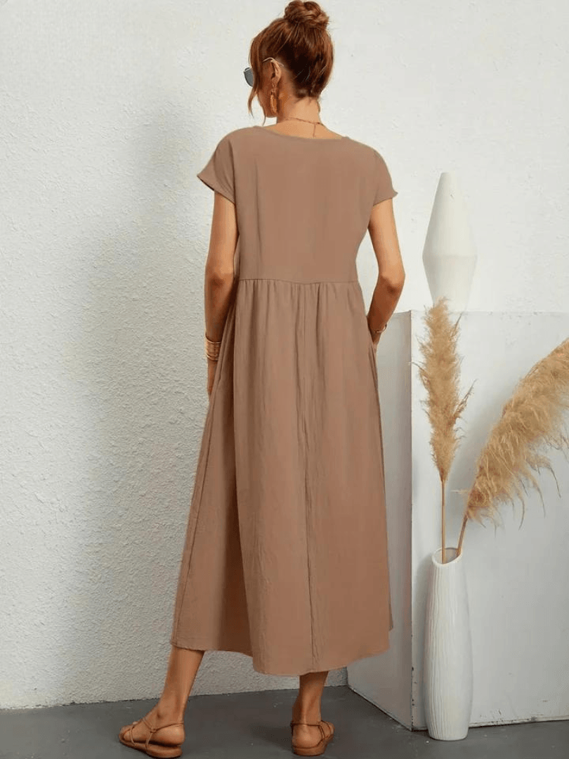 Evie | Cotton and Linen Dress - ZyraLux