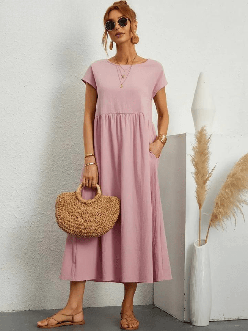 Evie | Cotton and Linen Dress - ZyraLux