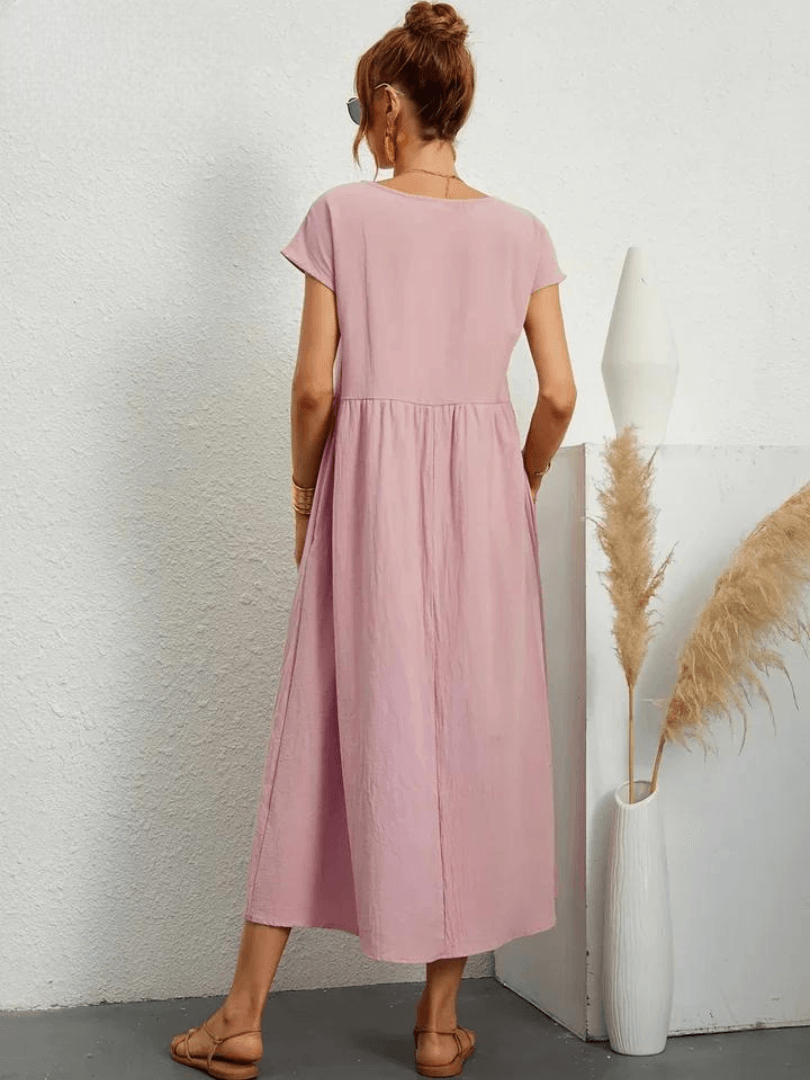 Evie | Cotton and Linen Dress - ZyraLux