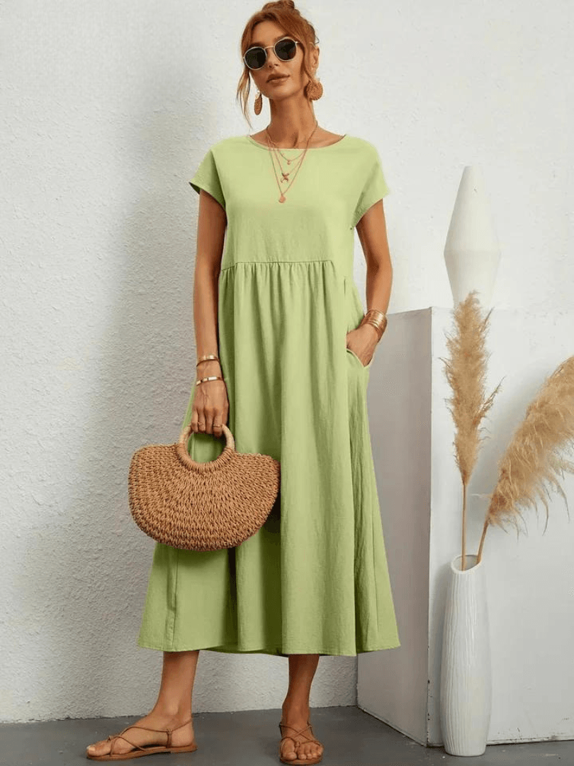 Evie | Cotton and Linen Dress - ZyraLux