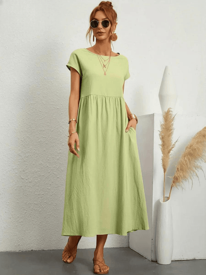 Evie | Cotton and Linen Dress - ZyraLux