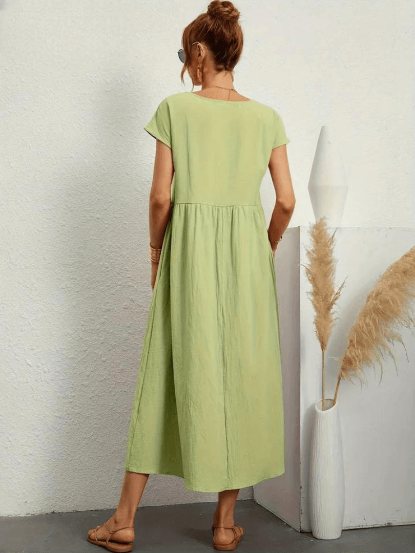 Evie | Cotton and Linen Dress - ZyraLux