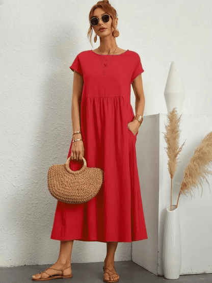 Evie | Cotton and Linen Dress - ZyraLux