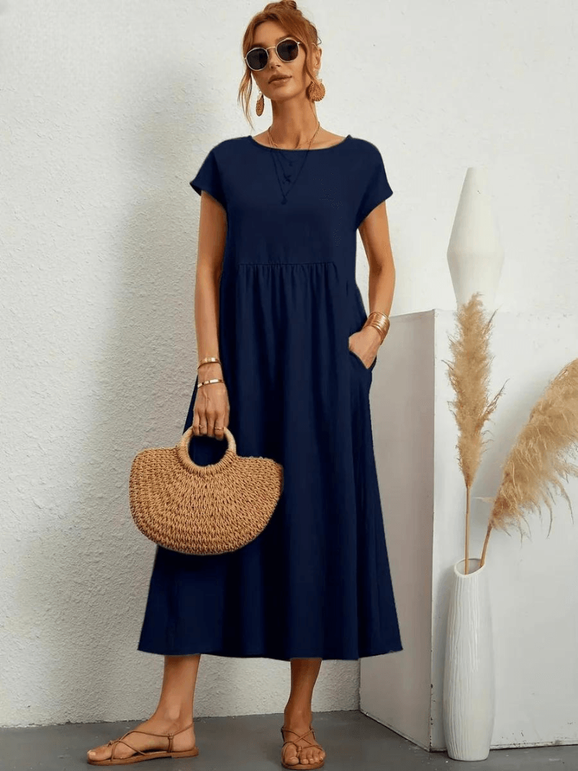 Evie | Cotton and Linen Dress - ZyraLux