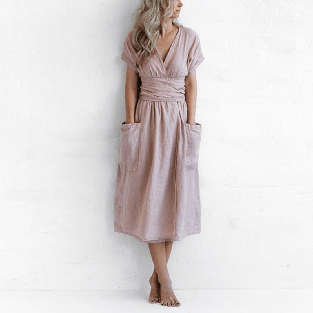 Aveline | Relaxed V-Neck Dress - ZyraLux