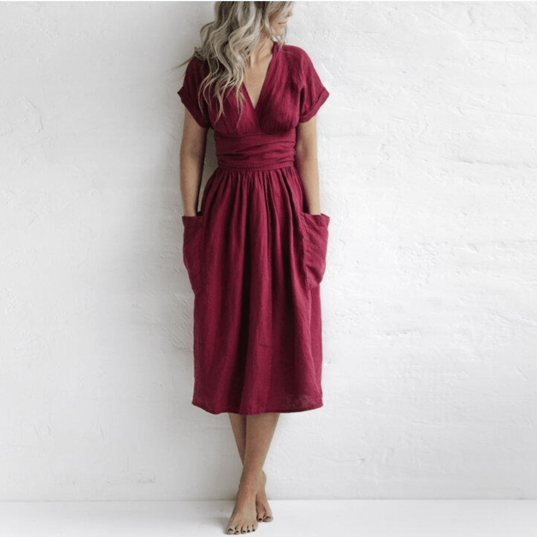 Aveline | Relaxed V-Neck Dress - ZyraLux