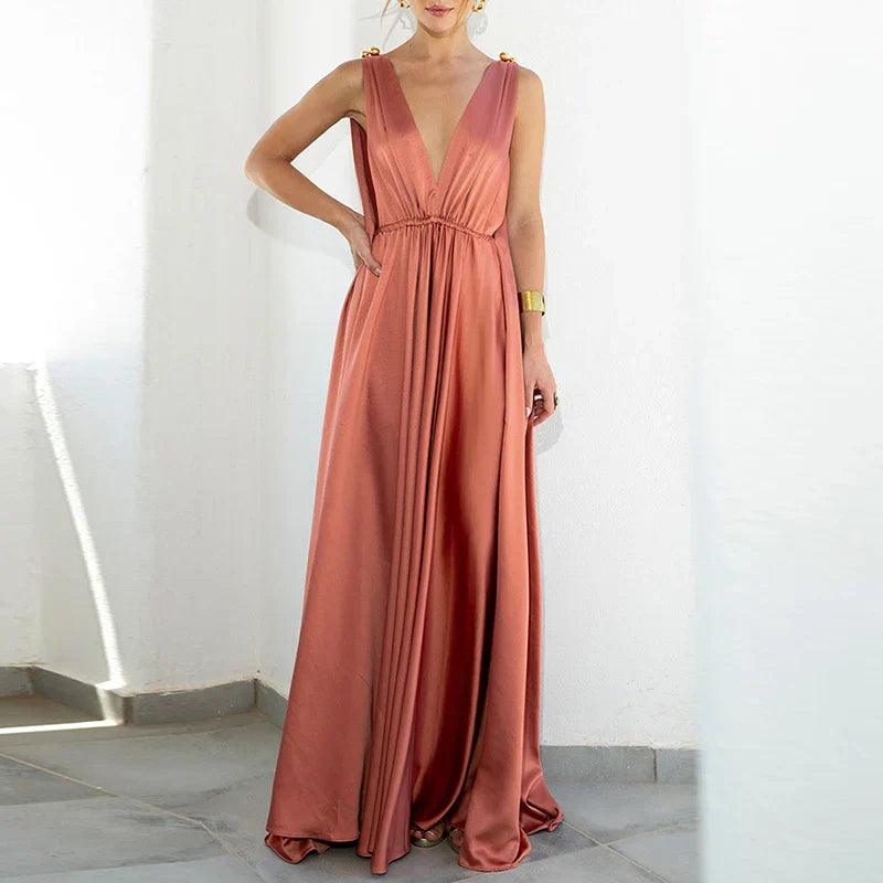 Golden Hour Maxi Dress | Multicolor | Formal | Satin - ZyraLux Kleding en accessoires