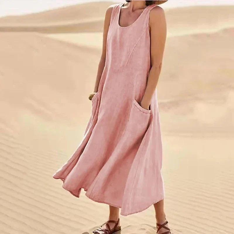 Desert Breeze Dress | Casual & Elegant | Lightweight Linen - ZyraLux Kleding en accessoires