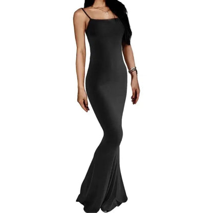 Elegant Spaghetti Strap Maxi Dress | Figure-Hugging | Evening Wear - ZyraLux Kleding en accessoires