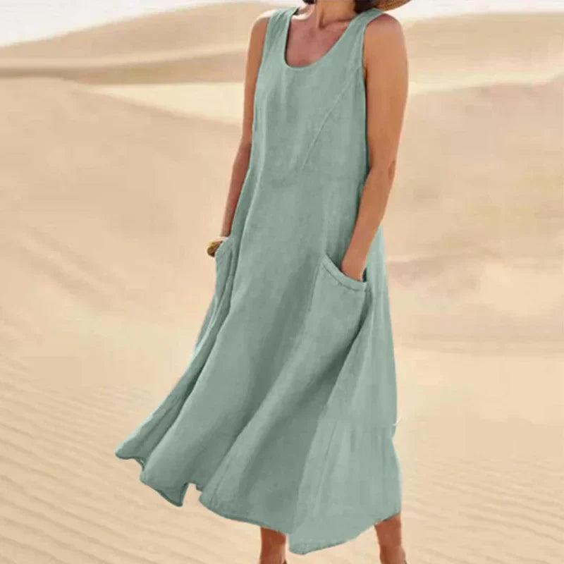 Desert Breeze Dress | Casual & Elegant | Lightweight Linen - ZyraLux Kleding en accessoires