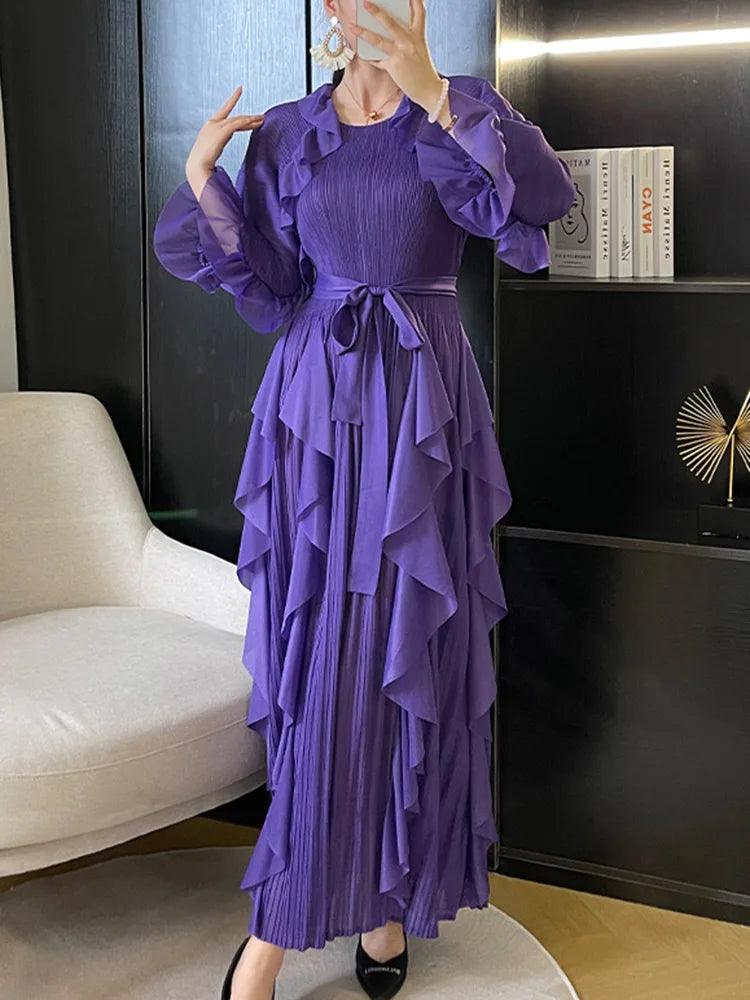 Layered Ruffle Maxi Dress | Polyester Blend | Elegant and Flowing - ZyraLux Kleding en accessoires