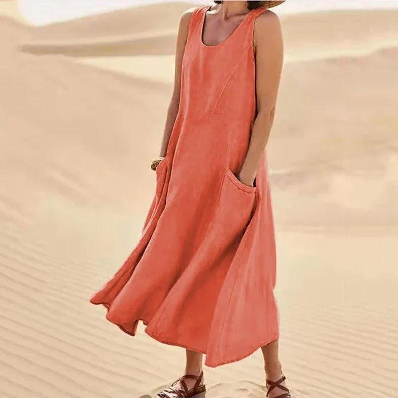 Desert Breeze Dress | Casual & Elegant | Lightweight Linen - ZyraLux Kleding en accessoires