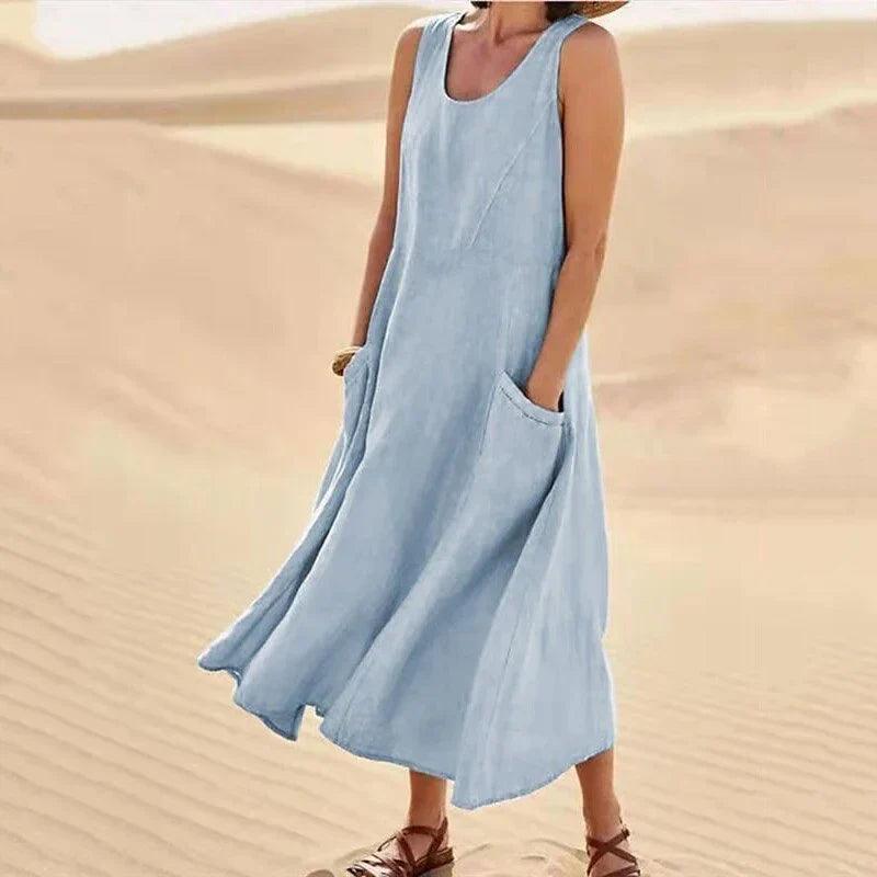 Desert Breeze Dress | Casual & Elegant | Lightweight Linen - ZyraLux Kleding en accessoires