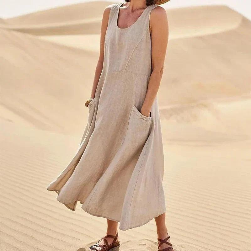 Desert Breeze Dress | Casual & Elegant | Lightweight Linen - ZyraLux Kleding en accessoires