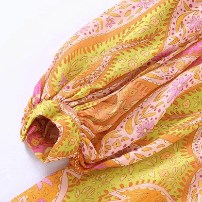 Bohemian Dream Dress | Pink Yellow | Casual | Chiffon - ZyraLux Kleding en accessoires