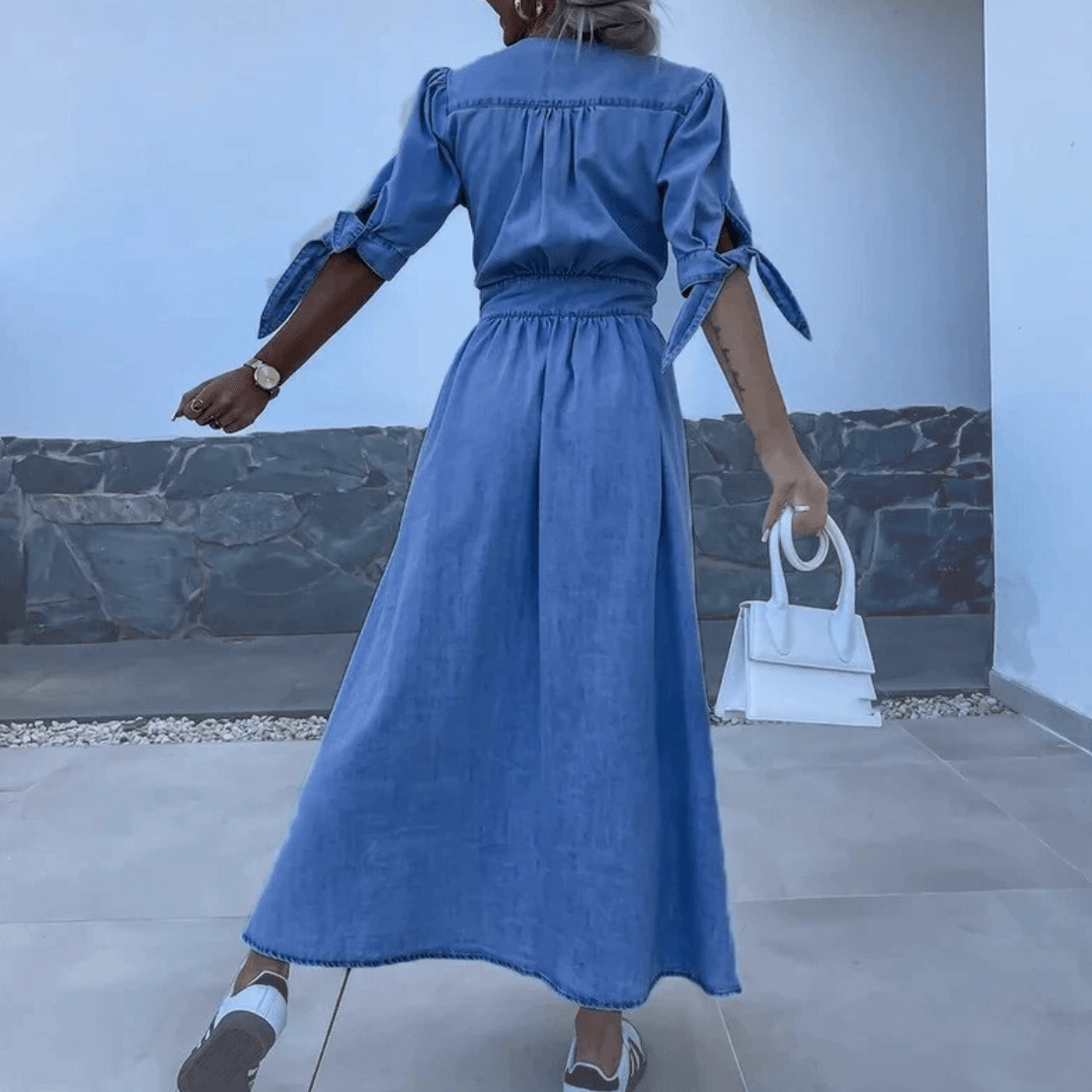 Nadia - Denim Maxi Dress - ZyraLux