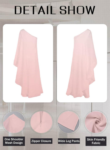 Beautiful Ruffled Pink Asymmetrical One Shoulder Jumpsuit - ZyraLux