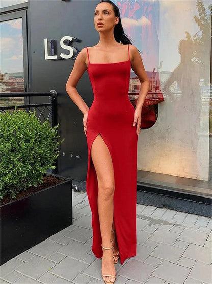 Strapless High-Slit Evening Dress | Elegant and Sexy | Polyester Blend - ZyraLux Kleding en accessoires