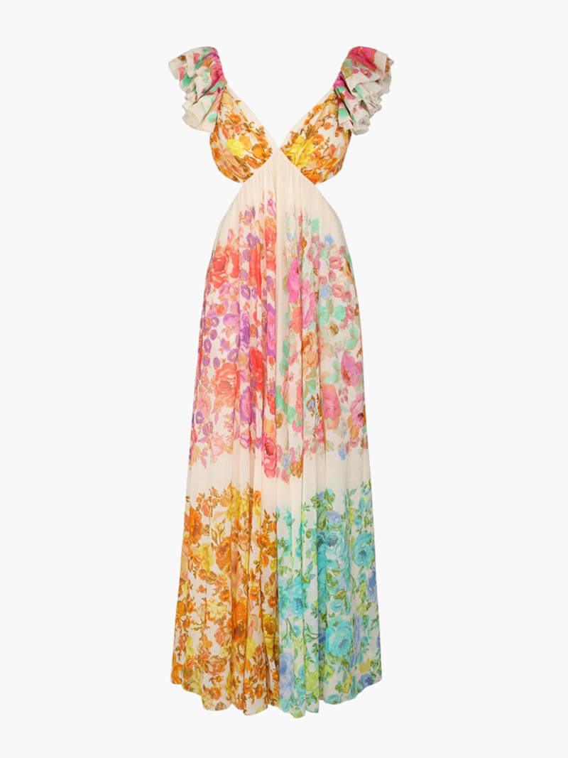 Della | Maxi Floral Dress - ZyraLux Dresses