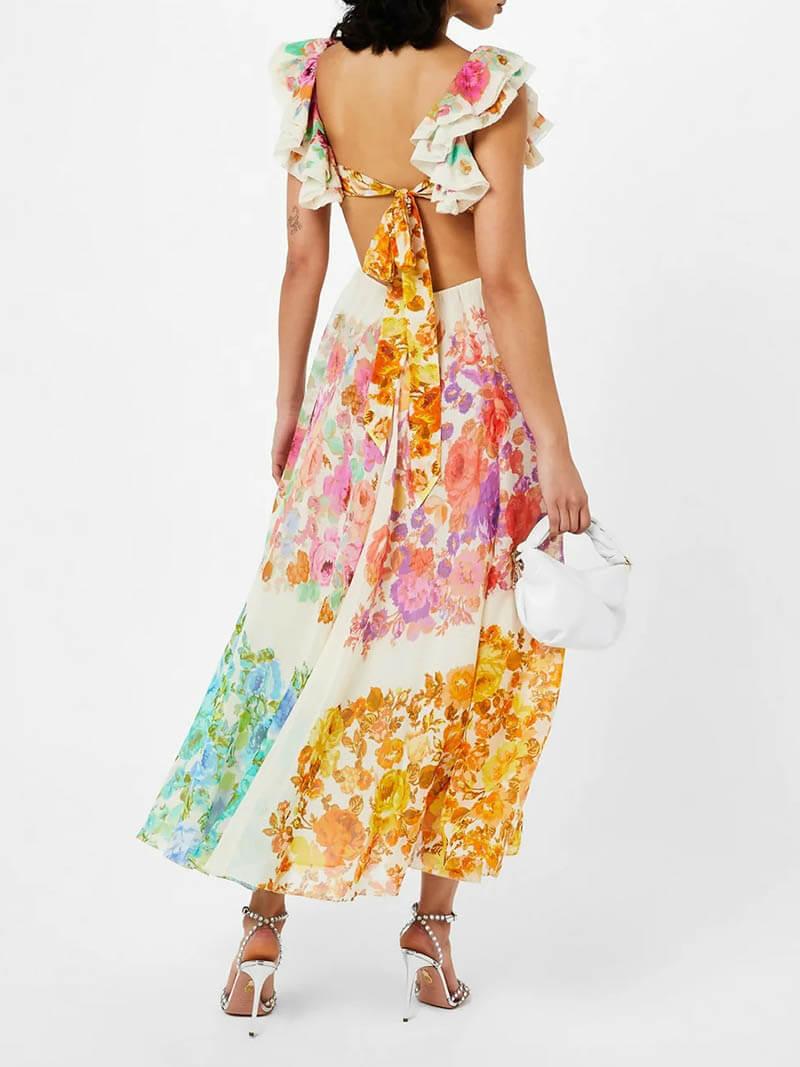 Della | Maxi Floral Dress - ZyraLux Dresses