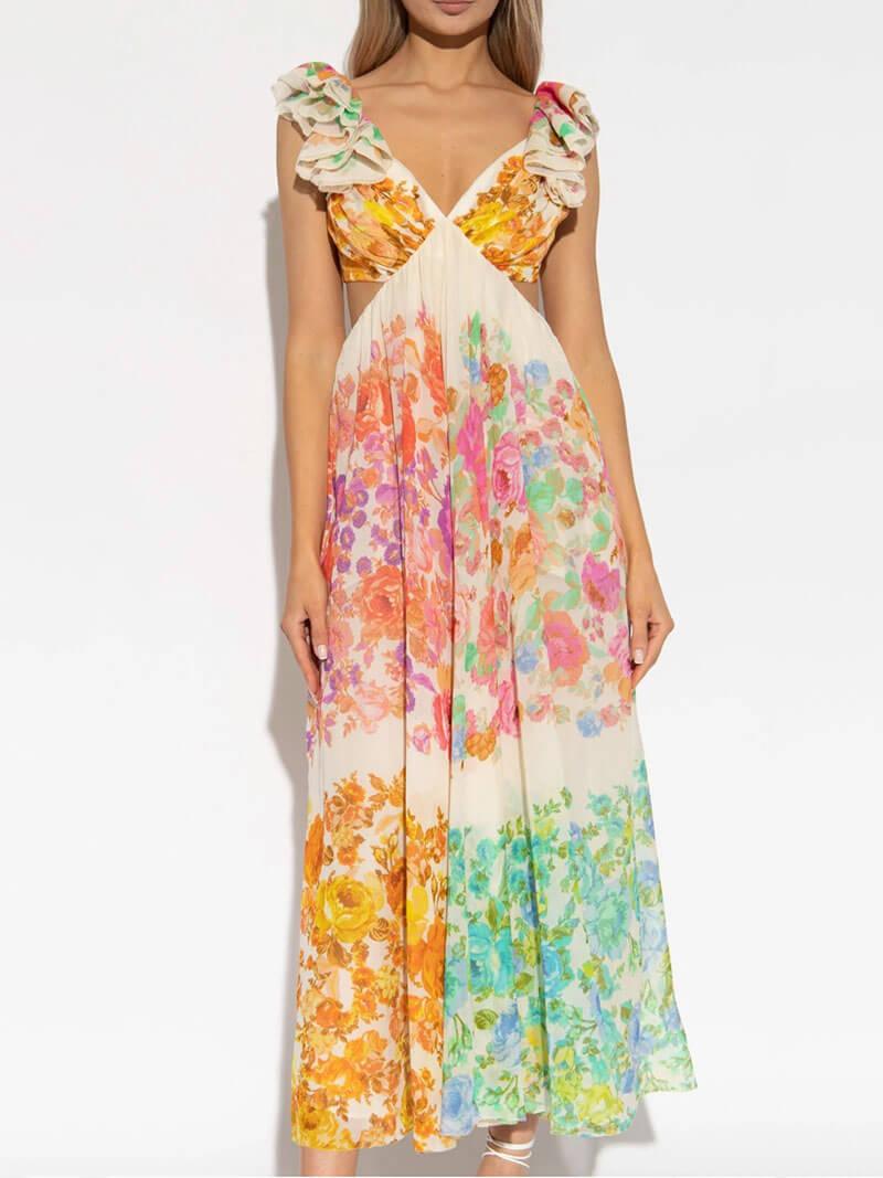 Della | Maxi Floral Dress - ZyraLux Dresses