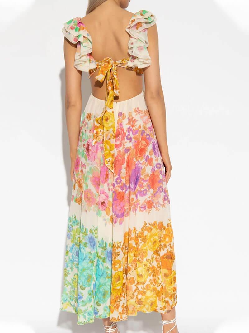 Della | Maxi Floral Dress - ZyraLux Dresses