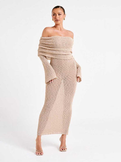 Lelia | Off-Shoulder Maxi Dress - ZyraLux Dresses