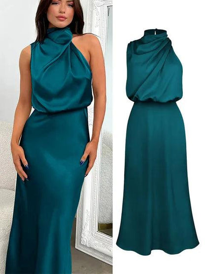 Elise - Elegant Satin Dress - ZyraLux