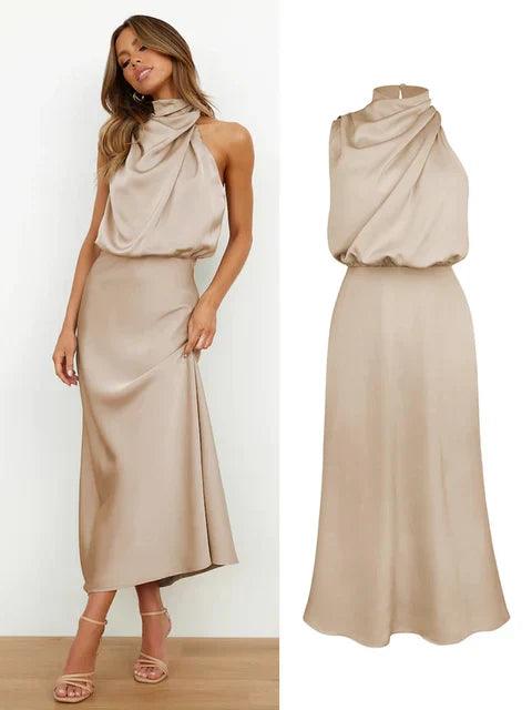 Elise - Elegant Satin Dress - ZyraLux