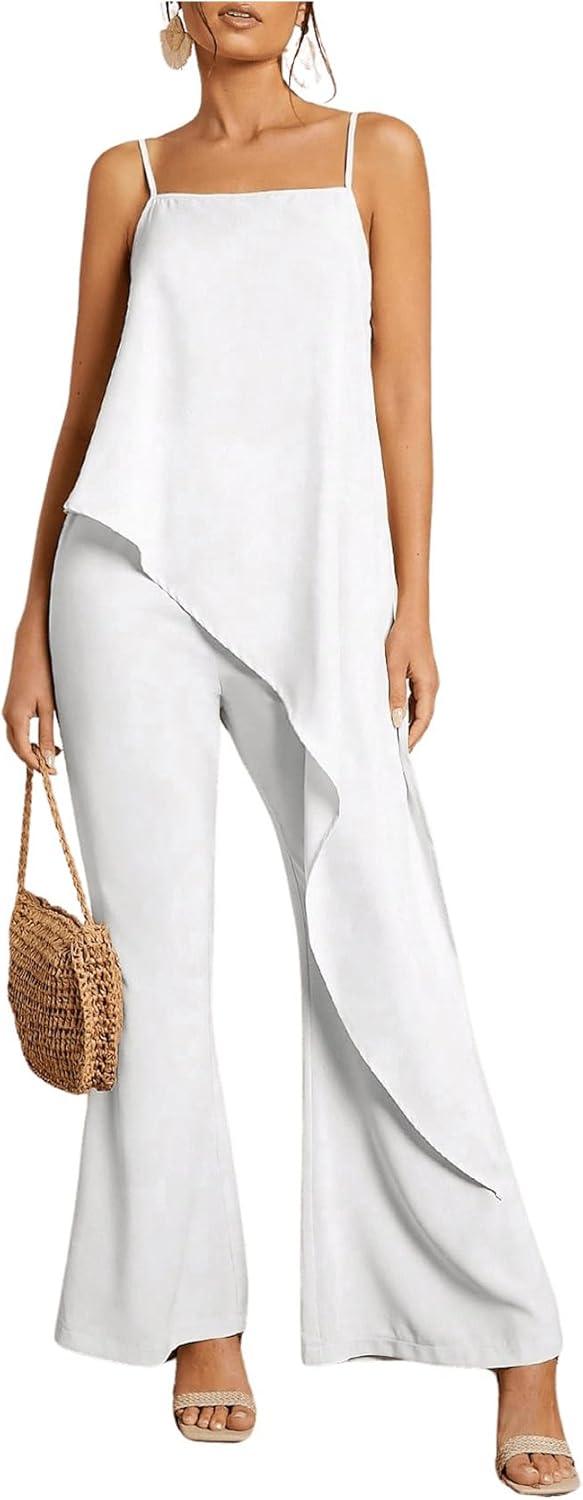 Cascading White Goddess Sleeveless 2pc Layer Jumpsuit - ZyraLux