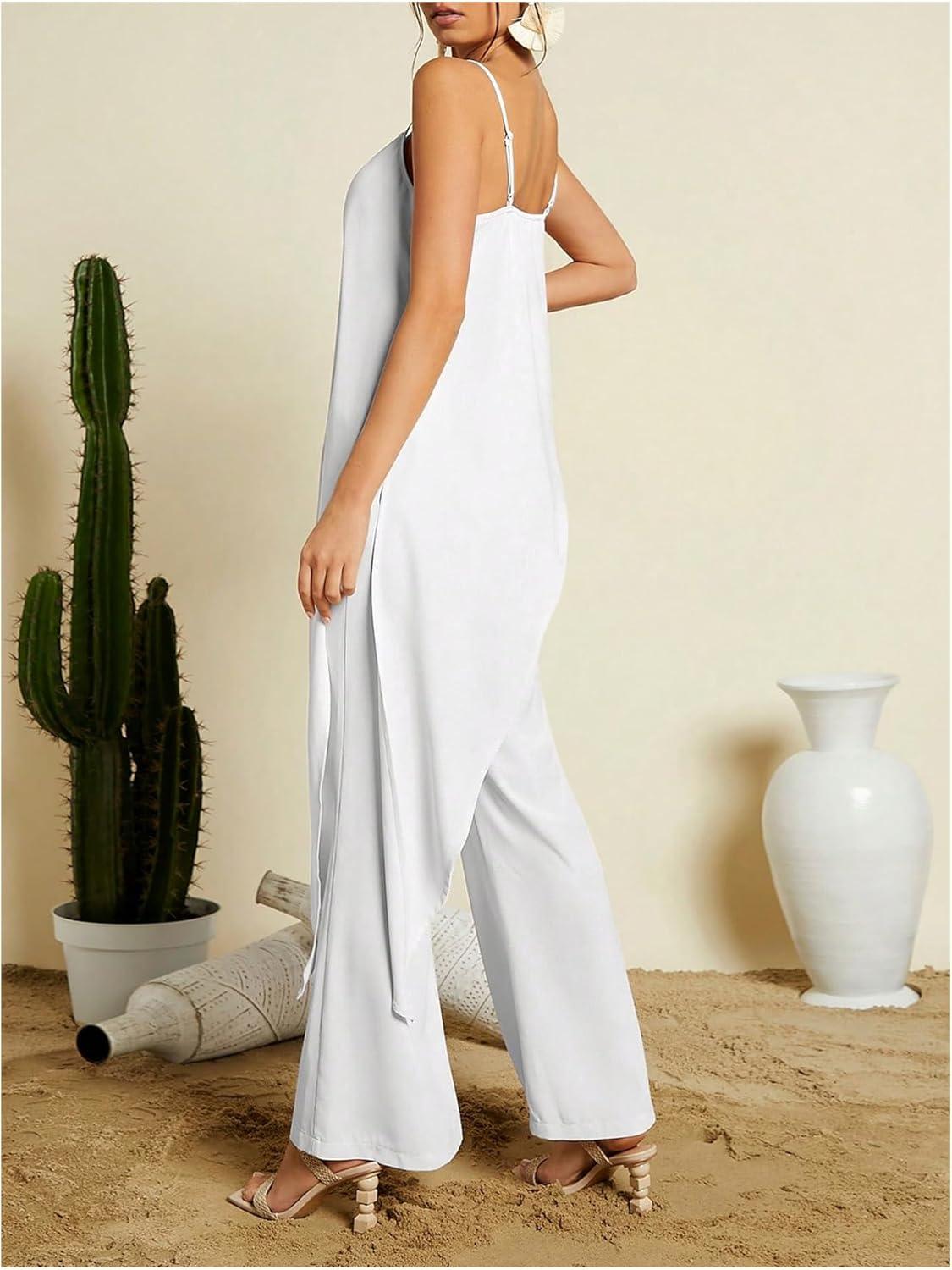 Cascading Beige Goddess Sleeveless 2pc Layer Jumpsuit - ZyraLux