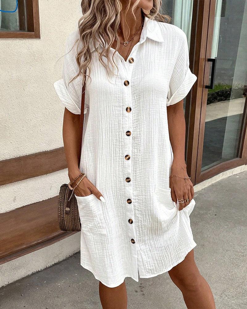 Nadia | Casual Button-Down Dress - ZyraLux Klänning