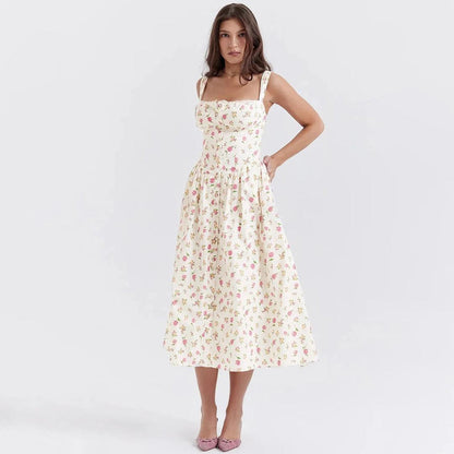 Floral Print Midi Dress | Casual Summer Outings | Cotton | Multiple Colors - ZyraLux Kleding en accessoires