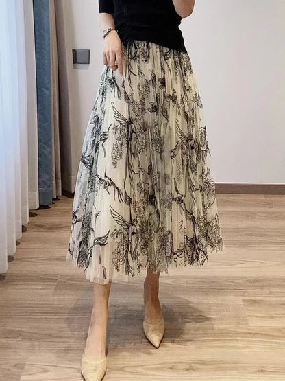 Lisa - Maxi-rok met geborduurde bloemen 