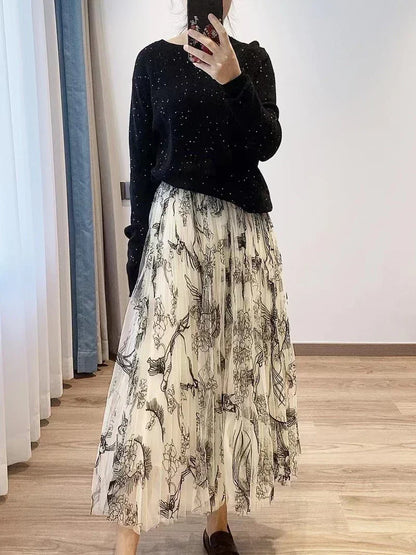 Lisa - Maxi-rok met geborduurde bloemen 